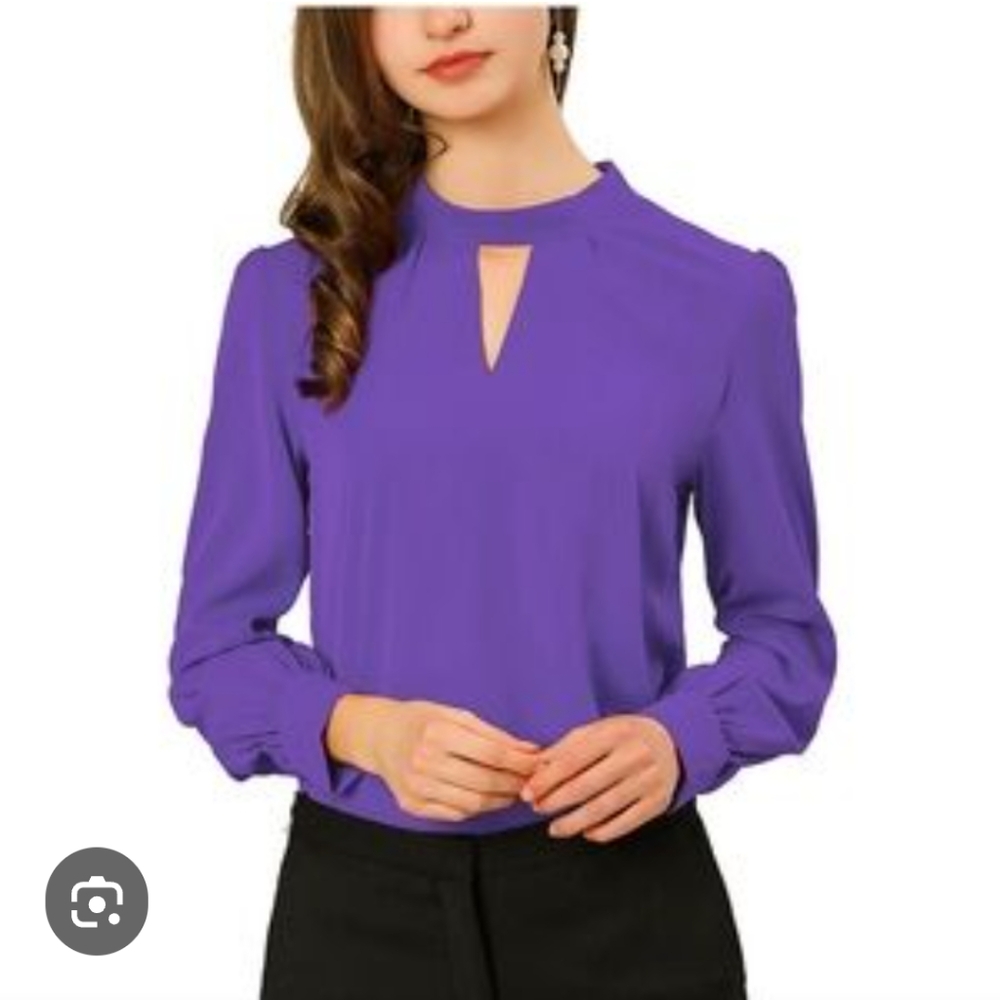 Allegra K Work Office Top Business Blouse Pullover Long Sleeve Size L